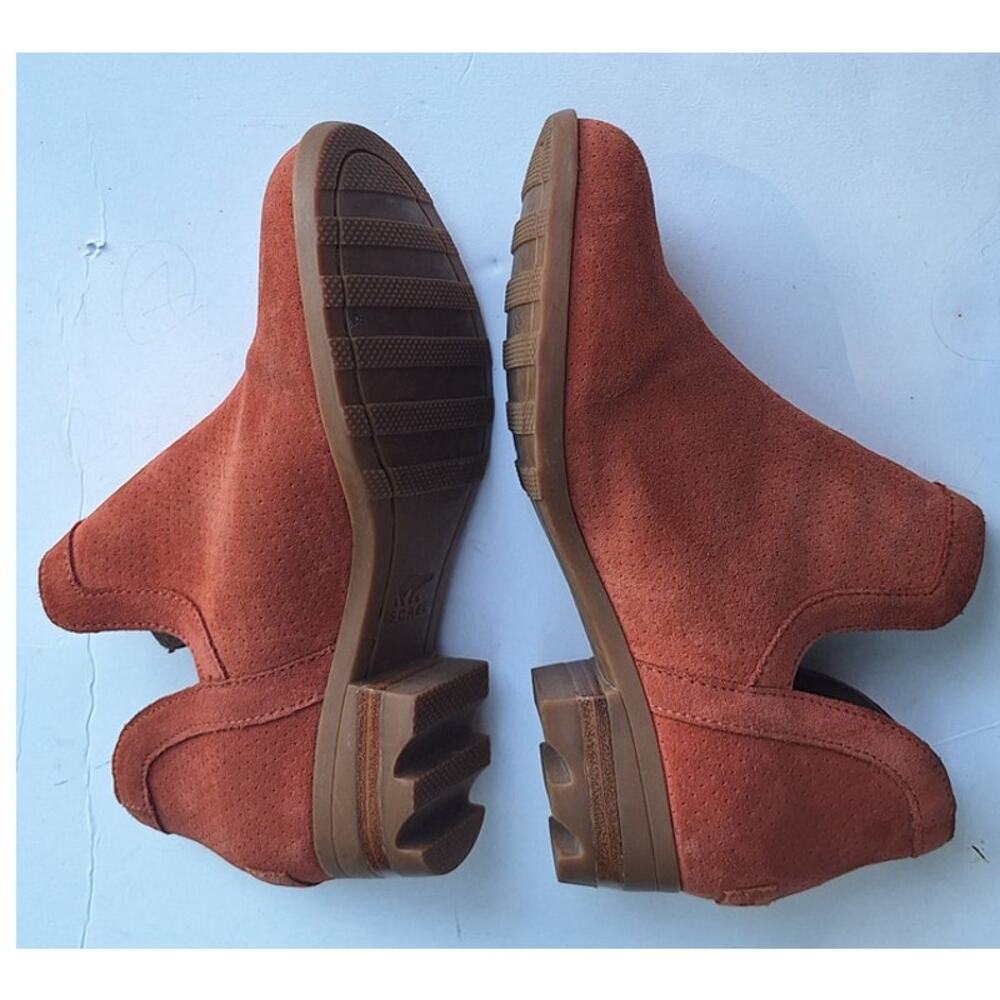 Sorel Women's Lolla Cutout Suede Bootie Burnt Orange Rust Waterproof Size 6.5 - Picture 4 of 11